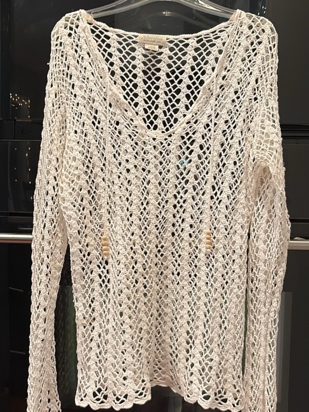 St. John's Bay Ivory Cotton Crochet Swim Coverup